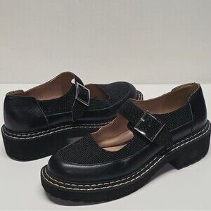 Linea Paolo Elba Mary Jane Shoes In Black Leather Women's 7